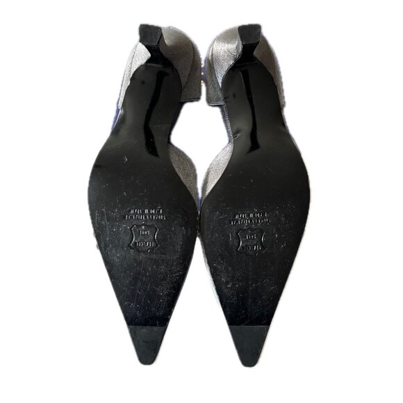 Stuart Weitzman Globonanno Evening Heels Pewter Matte Shimmery Lame Womens 10 B - Picture 10 of 14
